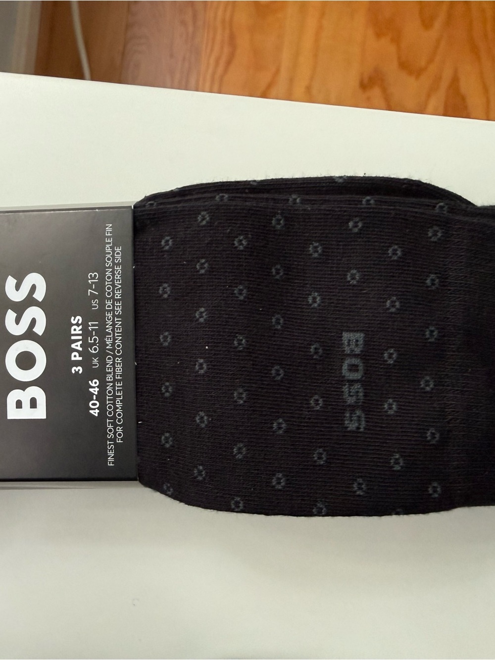 Boss Black Dress Socks with Subtle Gray Dot Pattern - 3 Pack